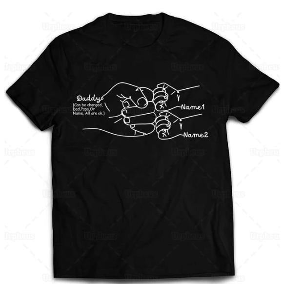 Handdrawn Father and Child Fist Collision Father's Day Shirt Dad Personalized T-shirt Grandpa Pattern Fun Cute T-shirt...
