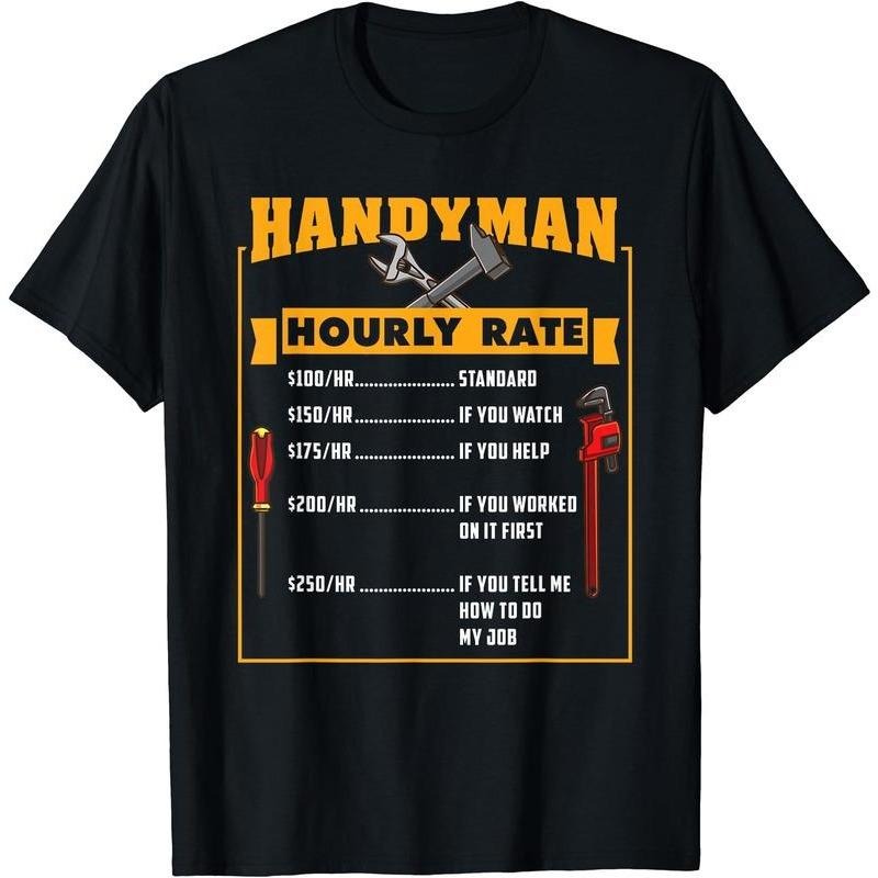 Handyman Rate Tee, Gift for Dad the Handyman, Handyman Graphic T-Shirt, Casual Cotton Wear, Dad Present, Useful Gift Idea...