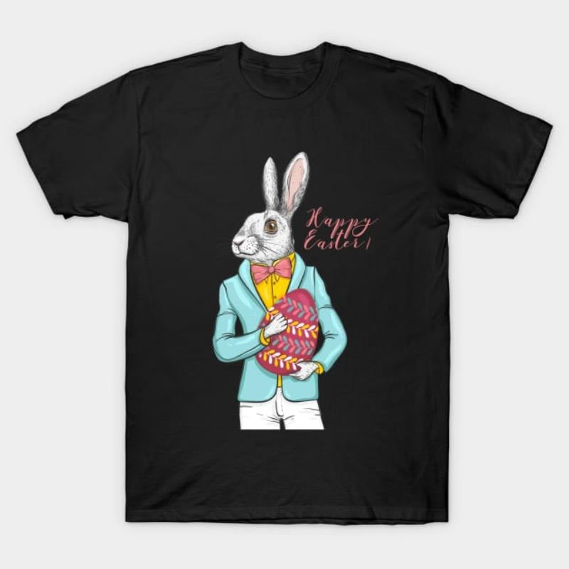 Happy Easter rabbit hipster with egg T-Shirt Hoodie, Sweatshirt | PodTeesHub.com