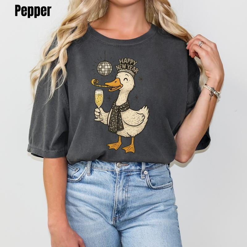 Happy Goose New Year Comfort Colors T-Shirt 'PFNLB' Hoodie, Sweatshirt | PodTeesHub.com