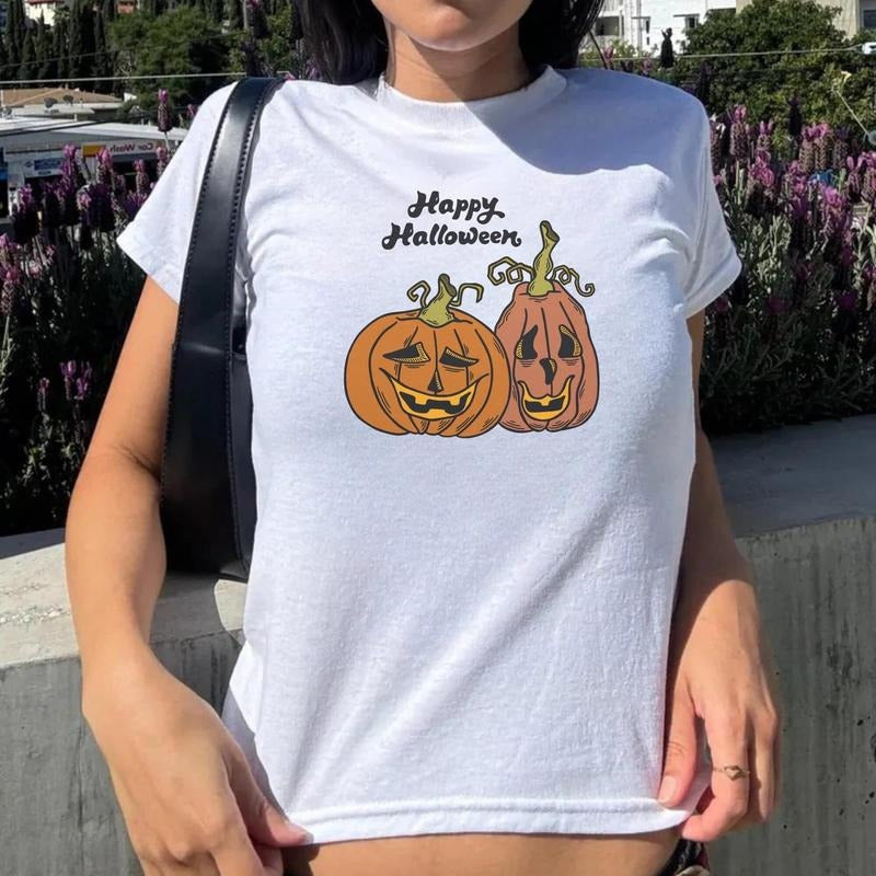 Happy Halloween Pumpkin Baby Tee, Trick Or Treat Tee, Cute Halloween Shirt, Spooky Baby Tee y2k Hoodie, Sweatshirt