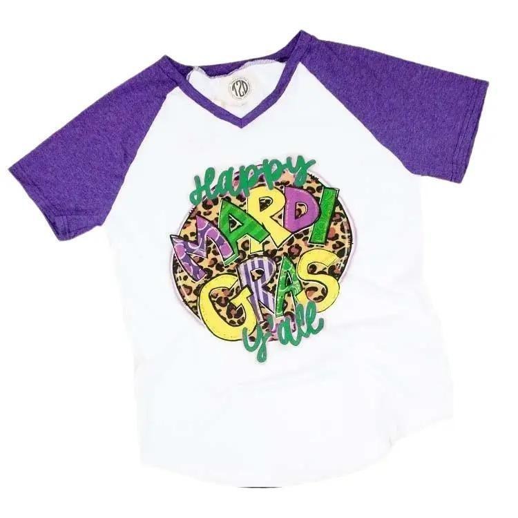 Happy Mardi Gras Y'all V-Neck T-Shirts, Hoodie, Sweatshirt | PodTeesHub.com