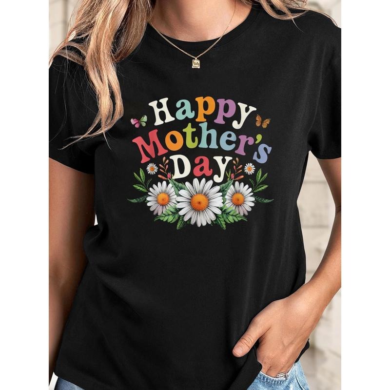 Happy Mother's Day Floral Print T-Shirt