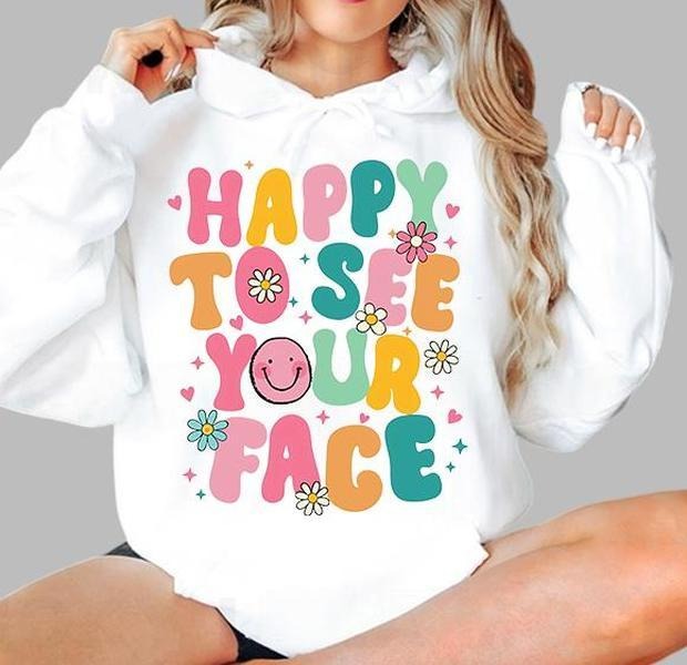 Happy To See Your Face Shirt, Back To School Hoodie, Happy Smiley Teacher Shirt, First Day Of School Teacher Shirt, Retro...