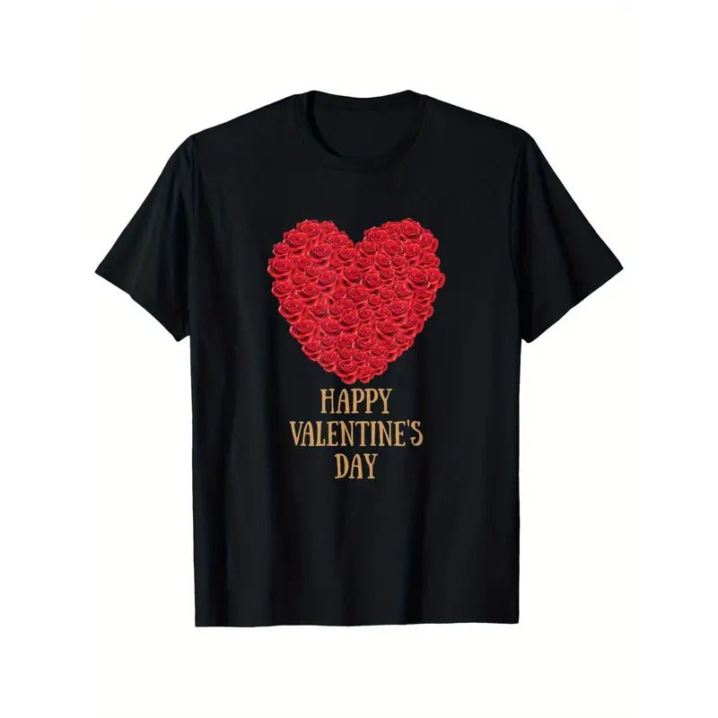 Happy Valentine's Day Men's Rose Heart T-Shirt