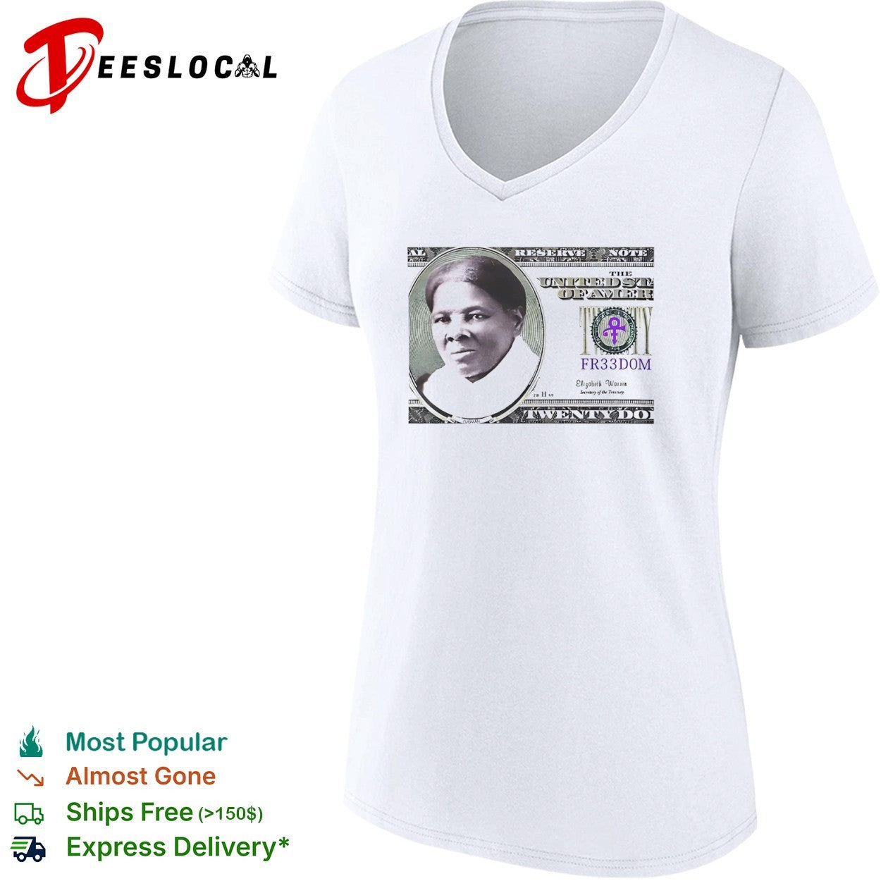 Harriet Tubman Elizabeth Warren FR33D0M Prince Symbol Twenty Dollar Bill shirt