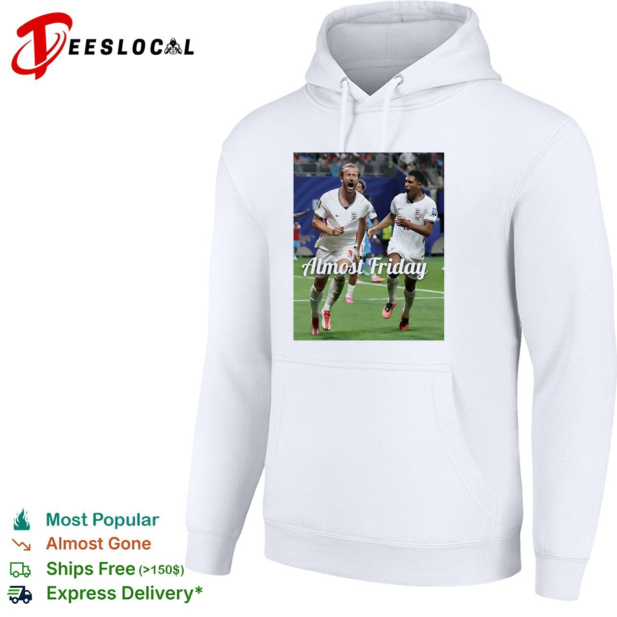 Harry Kane and Jude Bellingham England celebrating Almost Friday football shirt