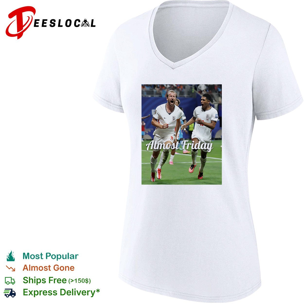 Harry Kane and Jude Bellingham England celebrating Almost Friday football shirt