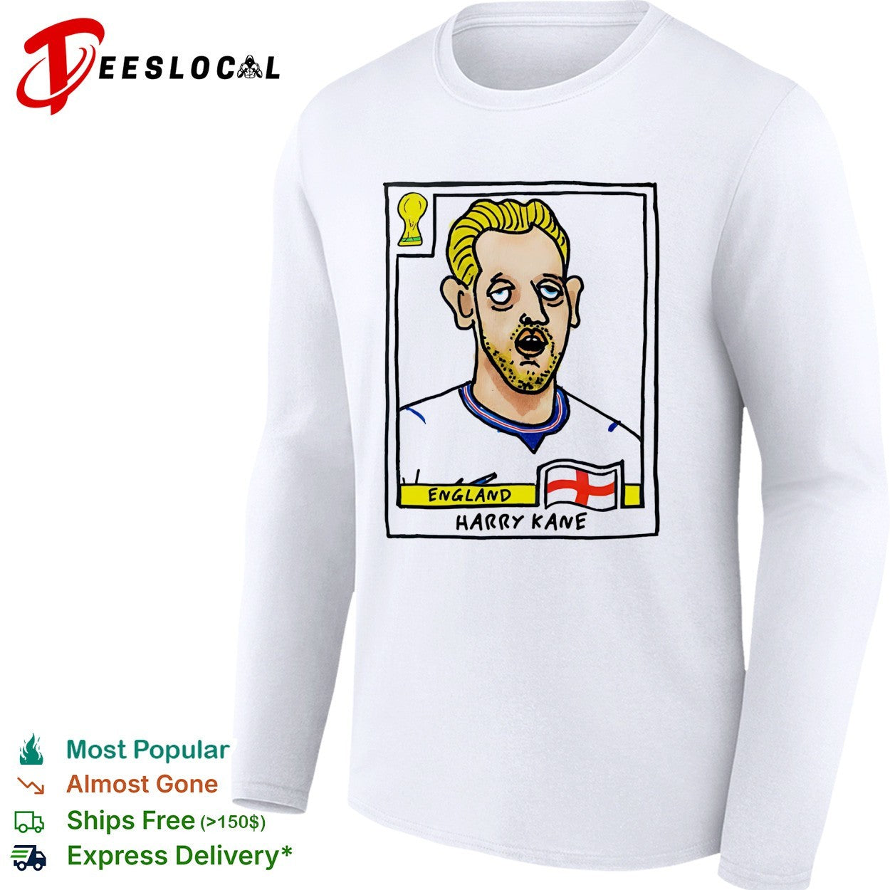 Harry Kane caricature football trading card England shirt