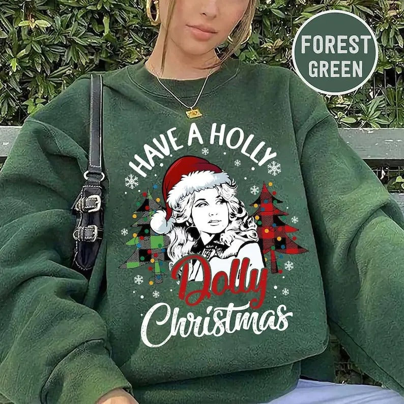 Have a Holly Dolly Christmas Shirt, Western Christmas Sweatshirt, Country Christmas, Christmas Music Tee, Cowgirl...