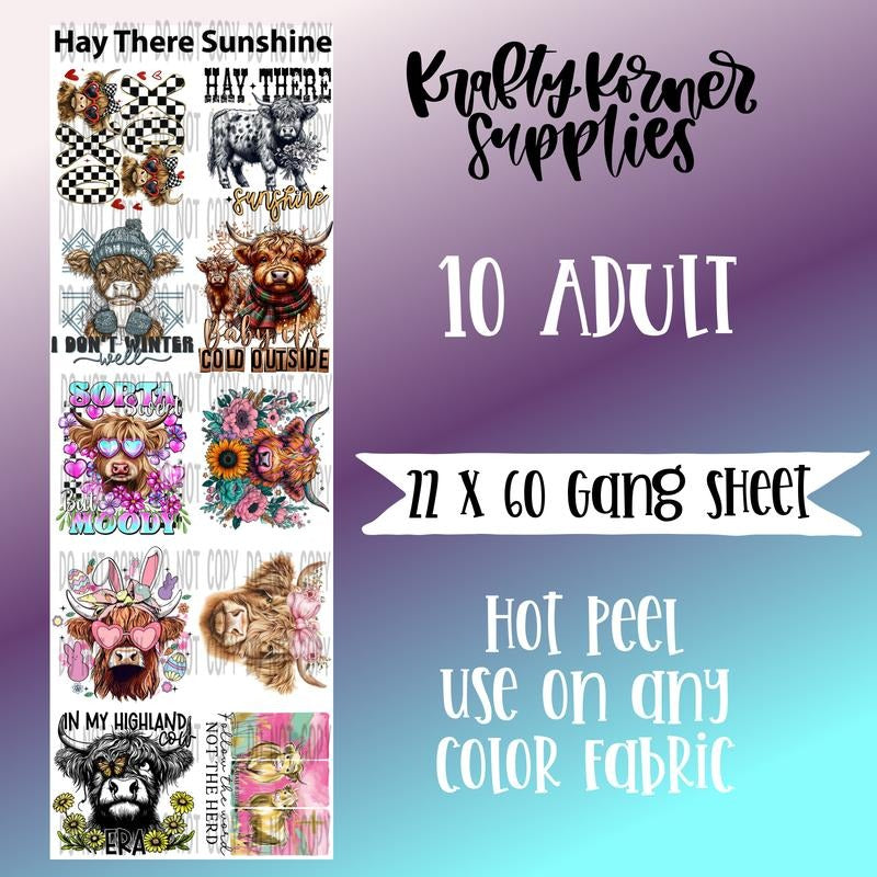Hay There Sunshine DTF Transfer Gang Sheet, 22 x 60 T-Shirts, Hoodie, Sweatshirt | PodTeesHub.com