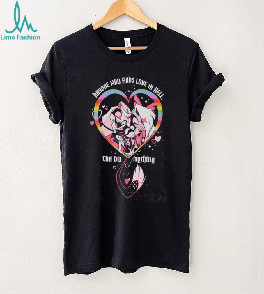 Hazbin Hotel Love In Hell Rainbow Heart Quote Graphic T Shirt