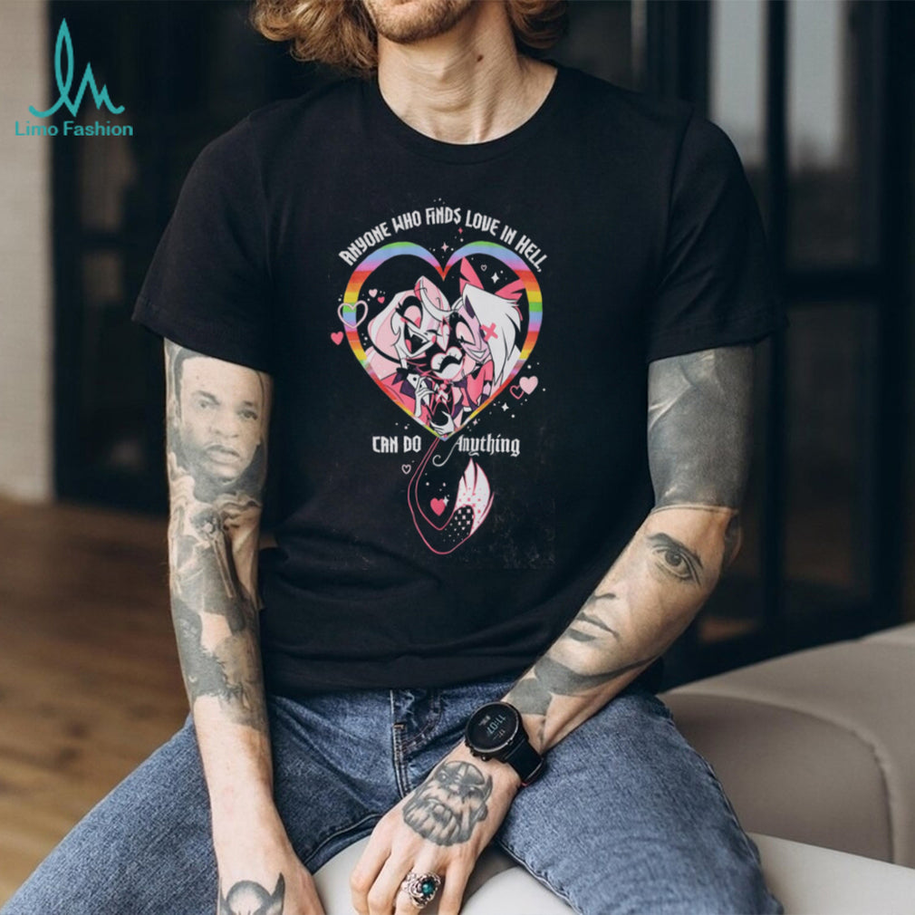 Hazbin Hotel Love In Hell Rainbow Heart Quote Graphic T Shirt
