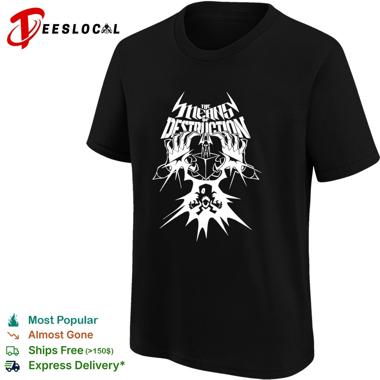 Heavy metal rock band villain lightning the means of destruction shirt