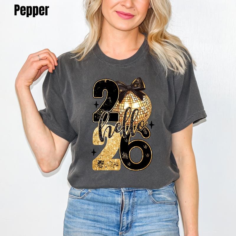 Hello 2026 Disco Ball Comfort Colors T-Shirt 'PFNLB' Hoodie, Sweatshirt | PodTeesHub.com