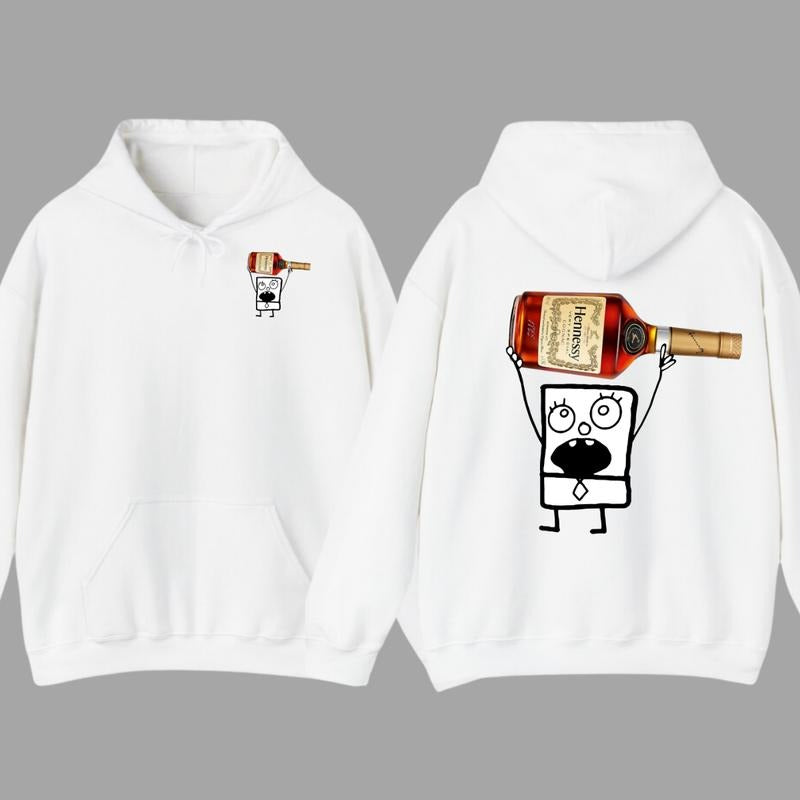 Hennessy Very Special Cognac Doodlebob Hoodie, Doodlebob Shirt, Hennessy Cognac Shirt, Double Sided Graphic Printed...