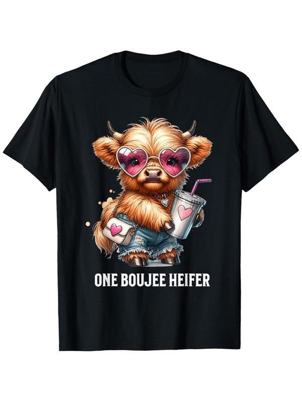 Highland Cow Chic One Boujee Heifer Cute Fashion T-Shirt Black Premium Cotton Mens Tee For Comfortable Stylish Everyday...