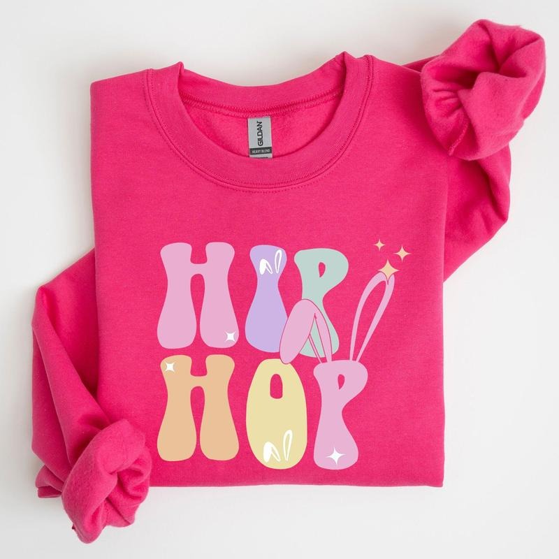 Hip Hop, Retro Easter, Bunny, Rabbit Sweatshirt, Women's Crew Neck, Crewneck T-Shirts, Hoodie | PodTeesHub.com