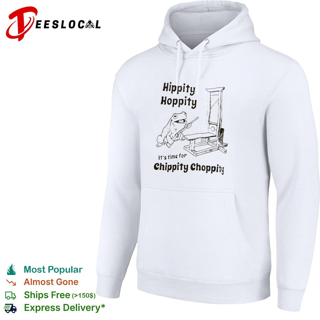 Hippity Hoppity It is time for Chippity Choppity frog with a guillotine shirt