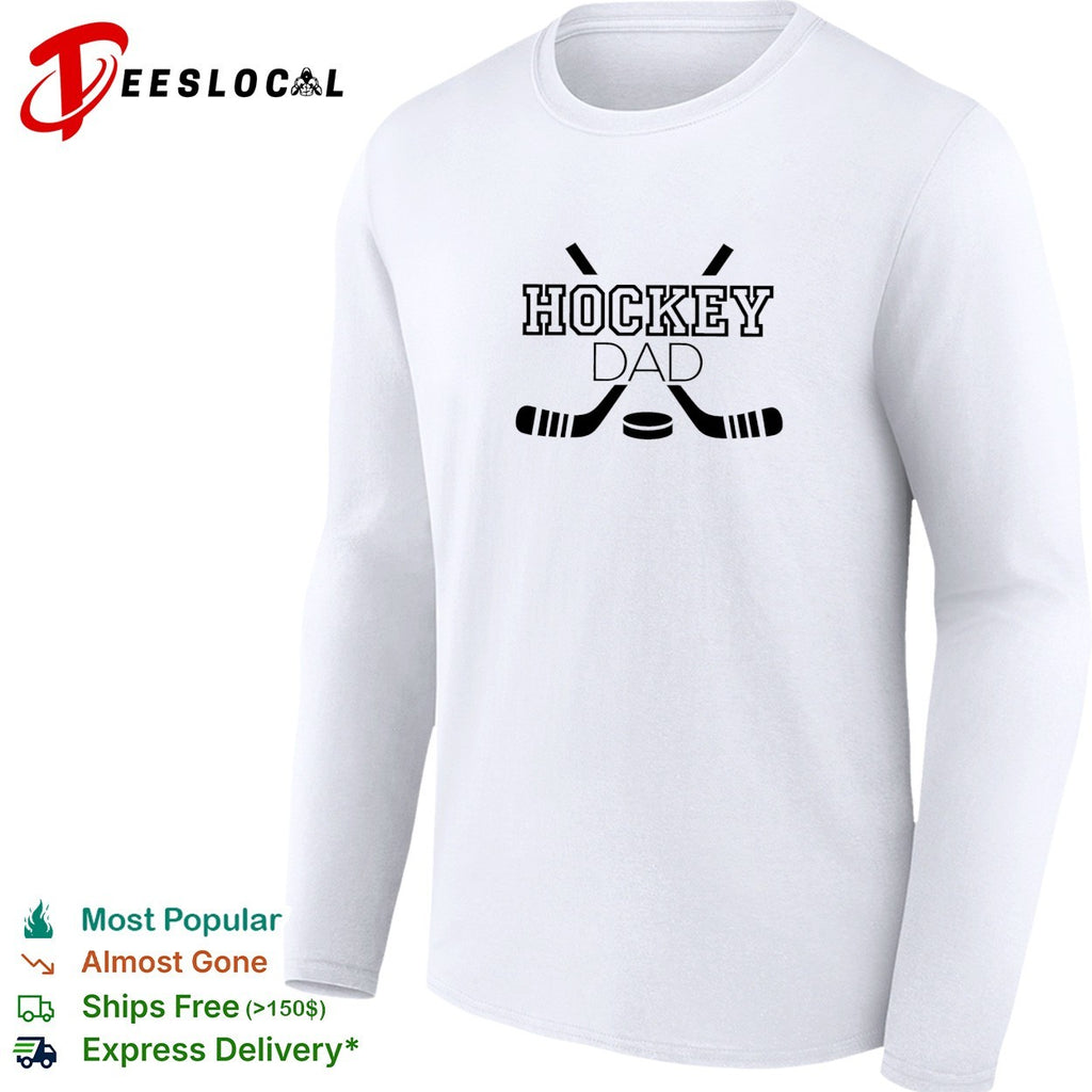 Hockey dad crossed sticks and puck shirt