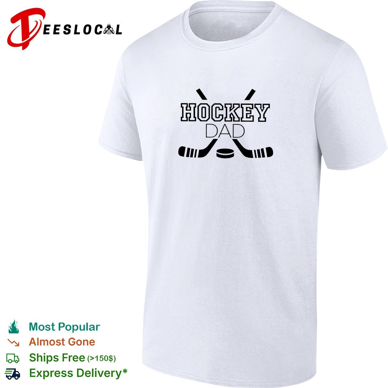 Hockey dad crossed sticks and puck shirt