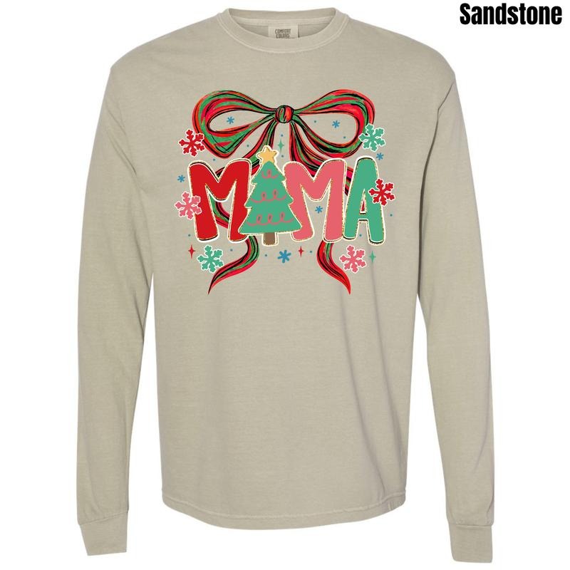 Holiday Mama Coquette Comfort Colors Long Sleeve T-Shirt 'NLB' Hoodie, Sweatshirt | PodTeesHub.com