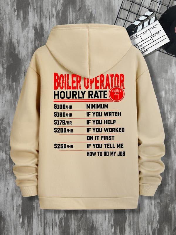 Hoodie Boiler Operator Hourly Rate, Funny Text & Icons Design, Perfect for Workwear & Casual, Spring & Fall Season...