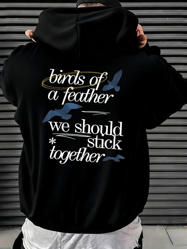 Hoodie Cream Birds of a Feather Pop Art Print, Fitted Casual Wear for Men & Women, Spring Fall Streetwear Fashion...