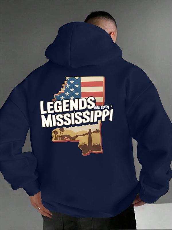 Hoodie Legends Are Born in Mississippi, American Flag State Map, Guitar Design, Casual Streetwear for Men and Women...