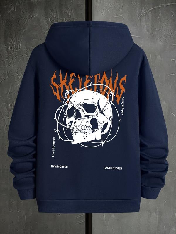 Hoodie Skeletons Skull with Barbed Wire, Text Design, Fitted Style for Men & Women, Spring Fall Season, Casual Wear...