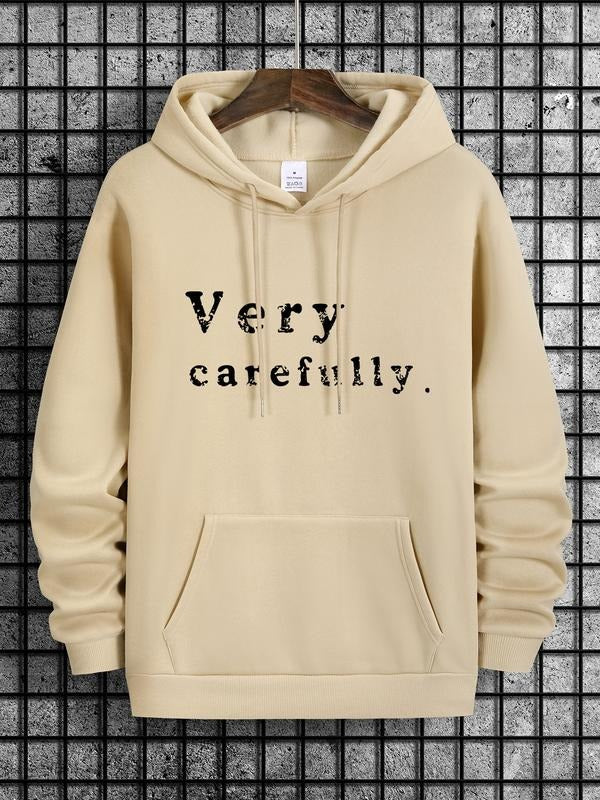 Hoodie with Careful Text Print, Fitted Design for Spring & Fall, Ideal for Everyday Use and Urban Fashion T-Shirts,...