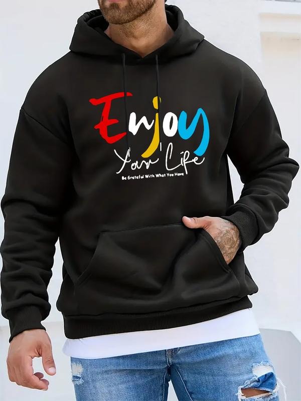 Hoodie with Colorful Typography Design, Inspirational Quote for Casual Wear, Fitted Graphic Sweatshirt for Spring & Fall...