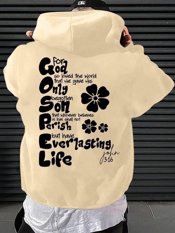 Hoodie with John 316 Floral Bible Verse Design, Casual Fitted Style for Daily Wear & Religious Gatherings T-Shirts,...