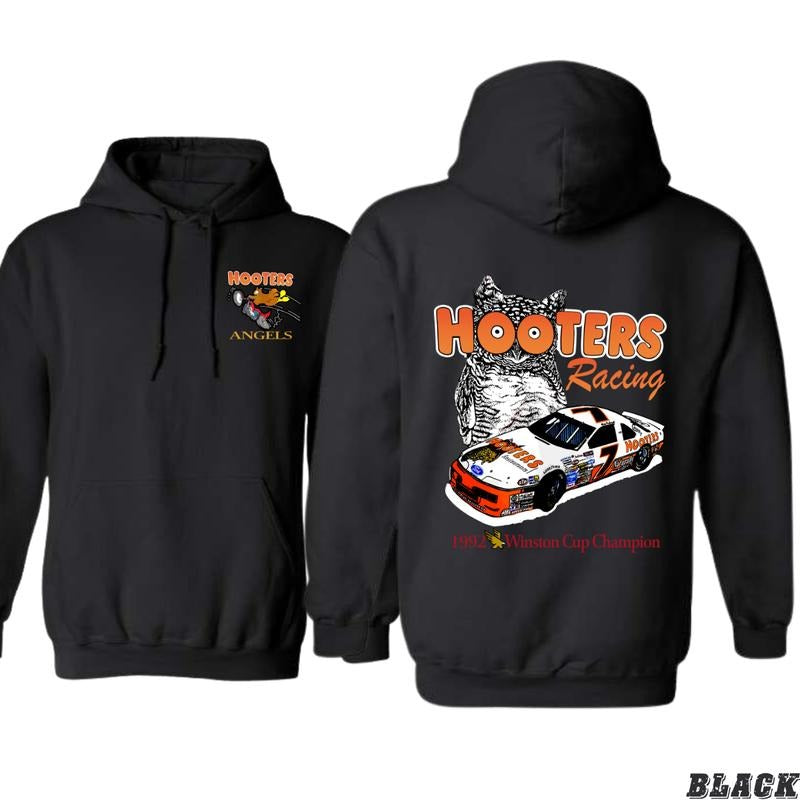 Hooters Racing Hoodie - Retro Design Featuring 1992 Winston Cup Champion NASCAR Car and Owl, tiktok shop store, Unisex...