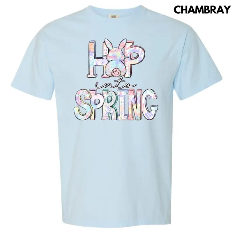 Hop Into Spring Comfort Colors T-Shirt Hoodie, Sweatshirt | PodTeesHub.com