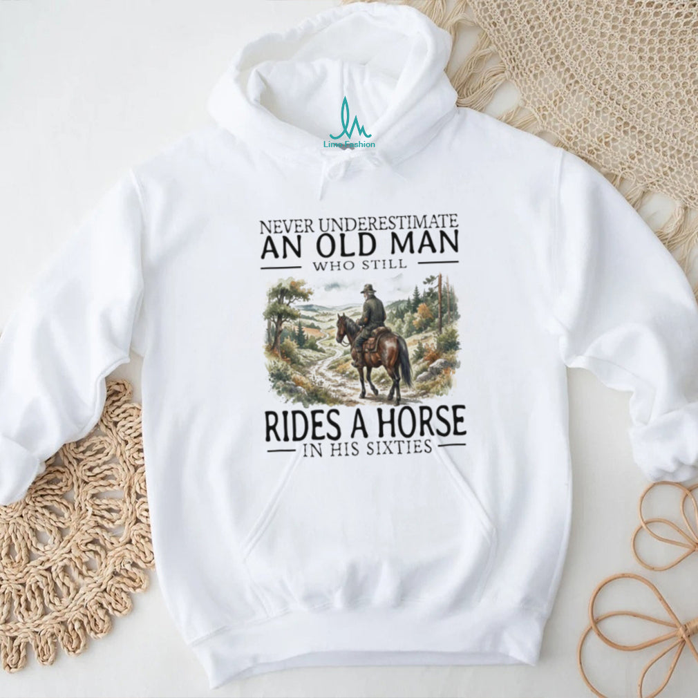 Horse Riding Old Man in His Sixties Cowboy Graphic T Shirt
