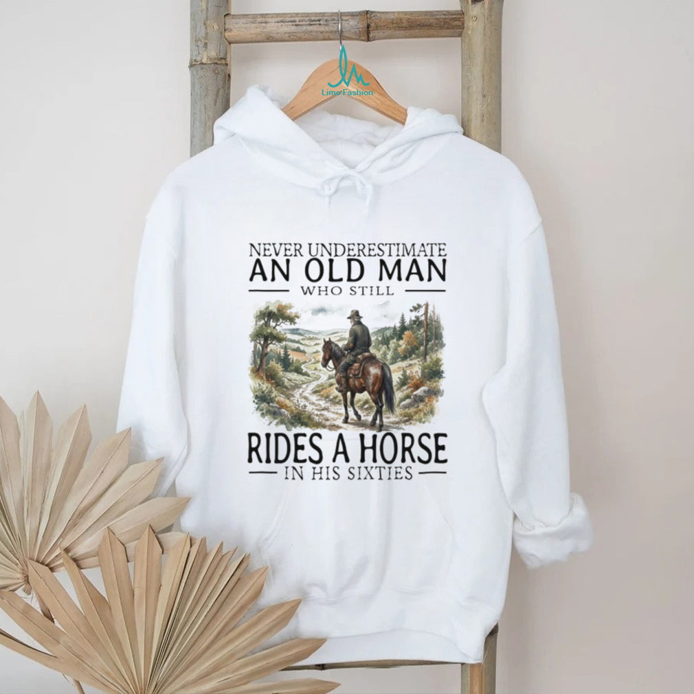 Horse Riding Old Man in His Sixties Cowboy Graphic T Shirt