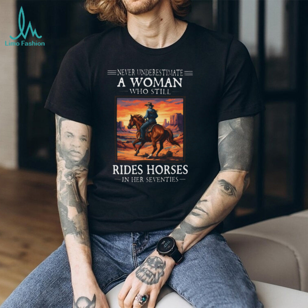 Horse Riding Woman Seventies Western Sunset Shirt