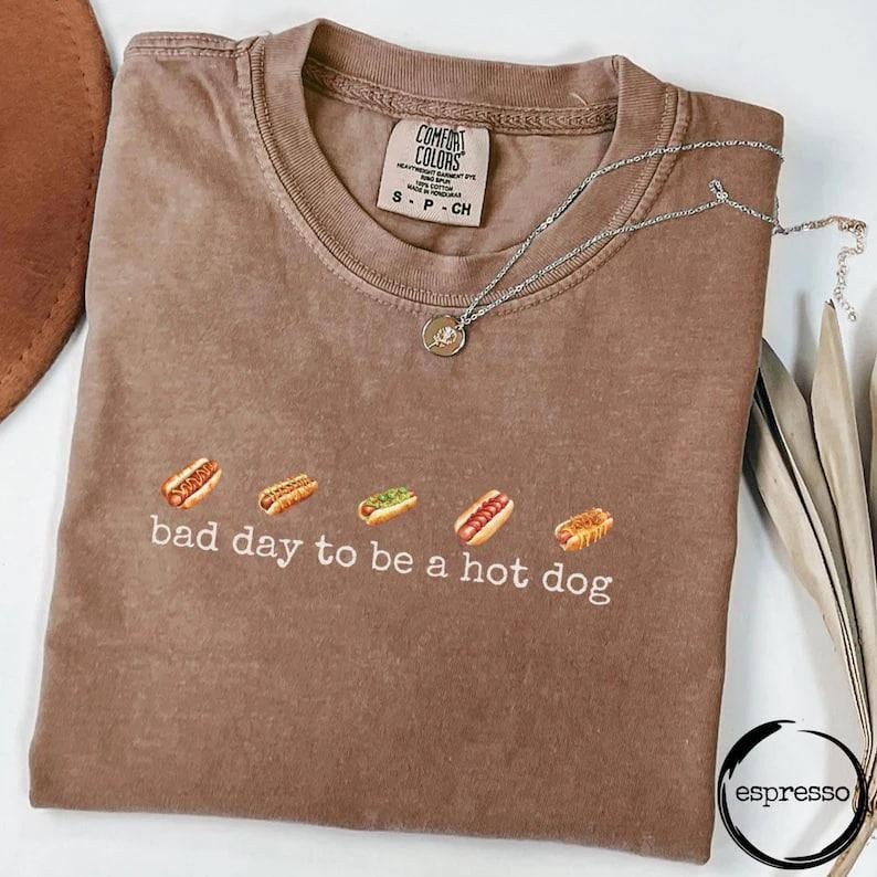 Hot Dog Shirt, Comfort Colors, Bad Day to Be a Hotdog, Funny Retro Hotdog, Women's 4th of July Shirt, Memorial Day Shirt,...