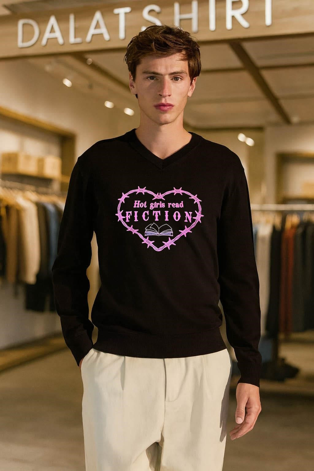 Girls Read Fiction Barbwire Heart Book shirt