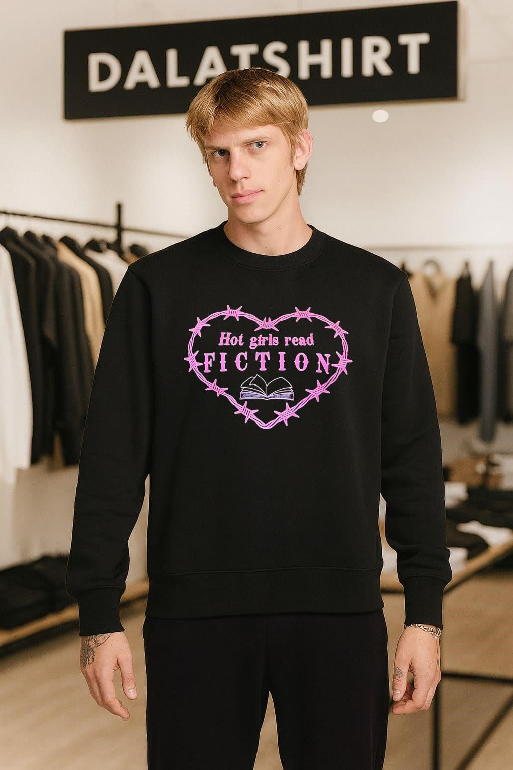 Girls Read Fiction Barbwire Heart Book shirt