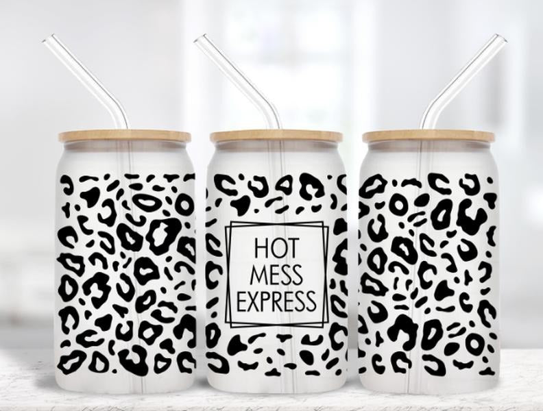 Hot Mess Express - 16 oz Frosted Glass T-Shirts, Hoodie, Sweatshirt | PodTeesHub.com