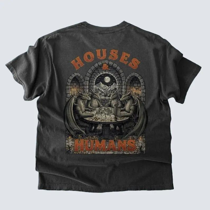 Houses and Humans Shirt Comfort Colors, Retro Shirt, D&D Shirt, Dungeons and Dragons Tee, Distressed Graphic Tee, Vintage...