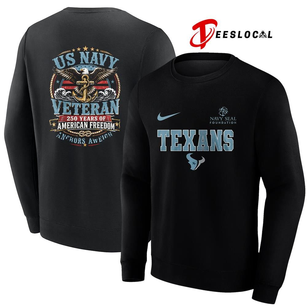 Houston Texans US Navy seal foundation 250 years of American freedom anchors aweigh shirt