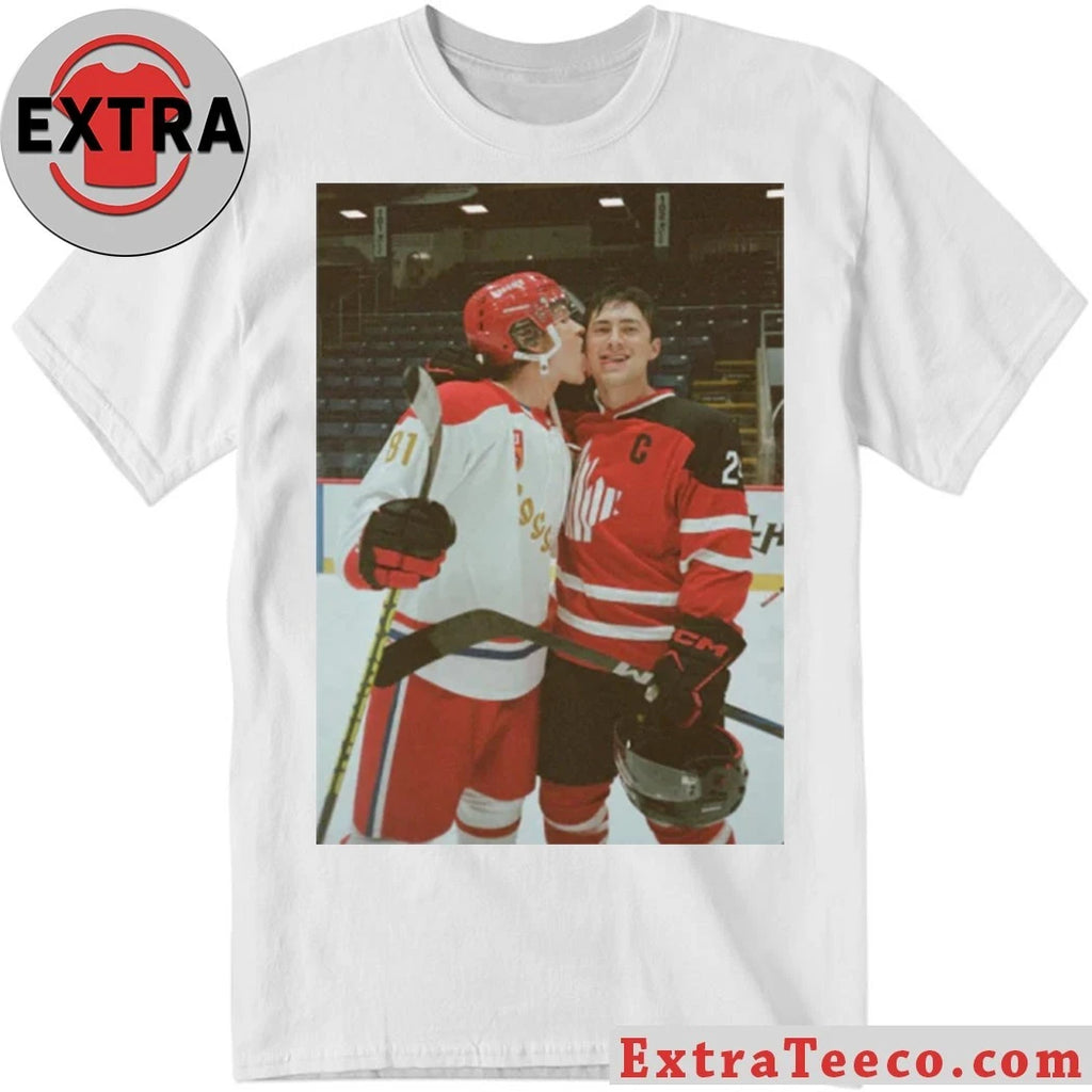 Hudson Williams as Shane Hollander and Connor Storrie as Ilya Rozanov in the film Heated Rivalry Shirt