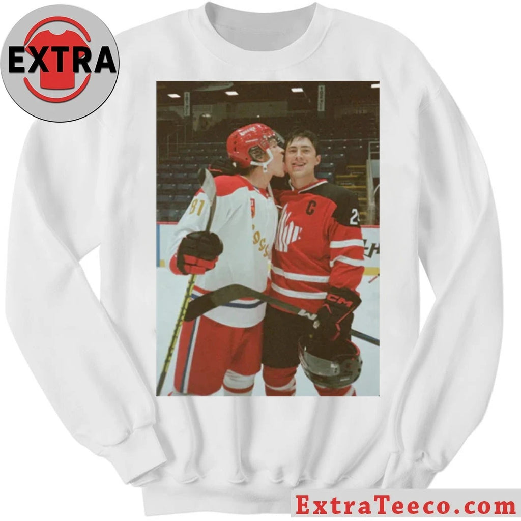 Hudson Williams as Shane Hollander and Connor Storrie as Ilya Rozanov in the film Heated Rivalry Shirt