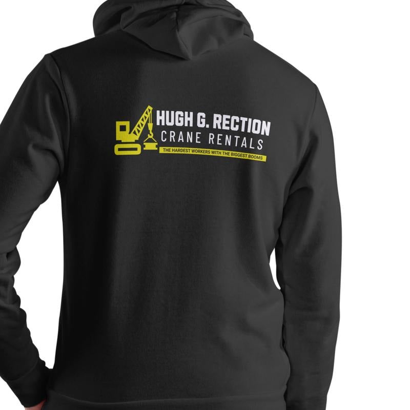 Hugh G Rection Crane Rentals HOODIE, Unisex Cotton, funny hoodie T-Shirts, Sweatshirt | PodTeesHub.com
