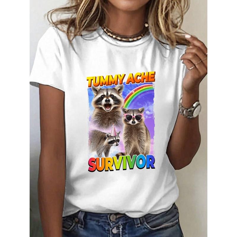 Humorous - playful Tee: "TUMMY ACHE SURVIVOR" with Raccoons, Bringing Laughter Hoodie, Sweatshirt | PodTeesHub.com