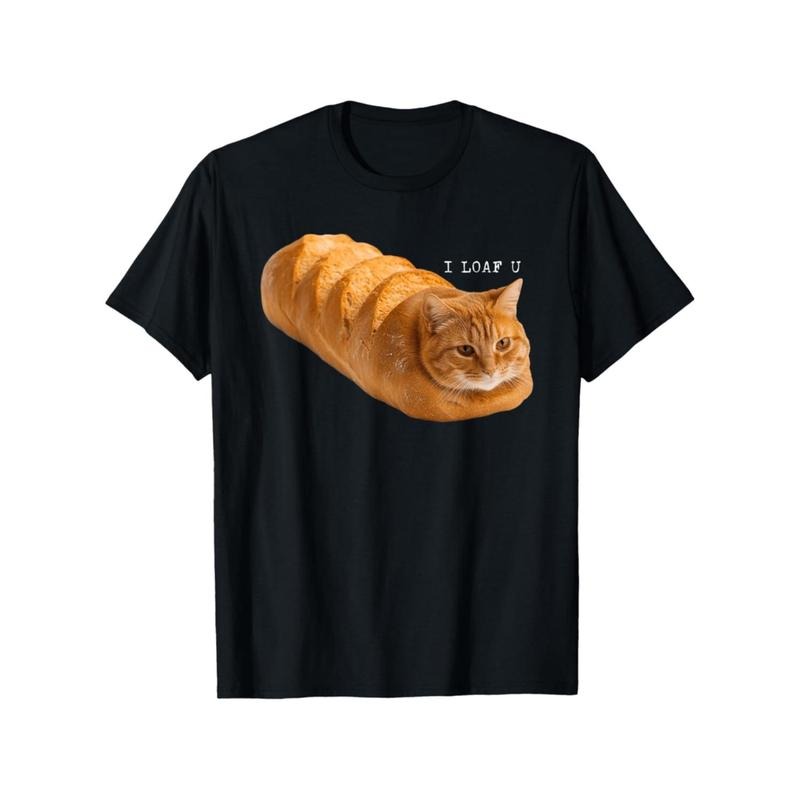 Humorous Cat Lover T-Shirt Featuring I Loaf You Design in Soft Breathable Cotton Perfect for Casual Wear and Gift for Cat...