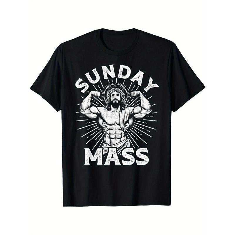 Humorous Christian Sunday Church Fitness Bodybuilder Inspiration Short Sleeve Cotton T Shirt for Men Hoodie, Sweatshirt